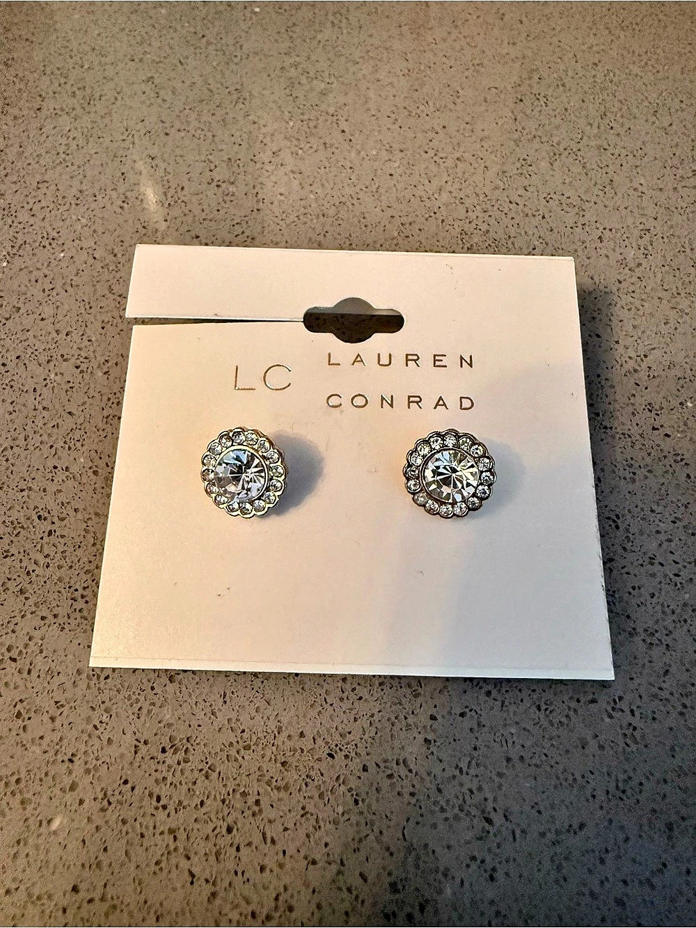 Lauren Conrad Crystal Stud Earrings in Gold & Silver NWT